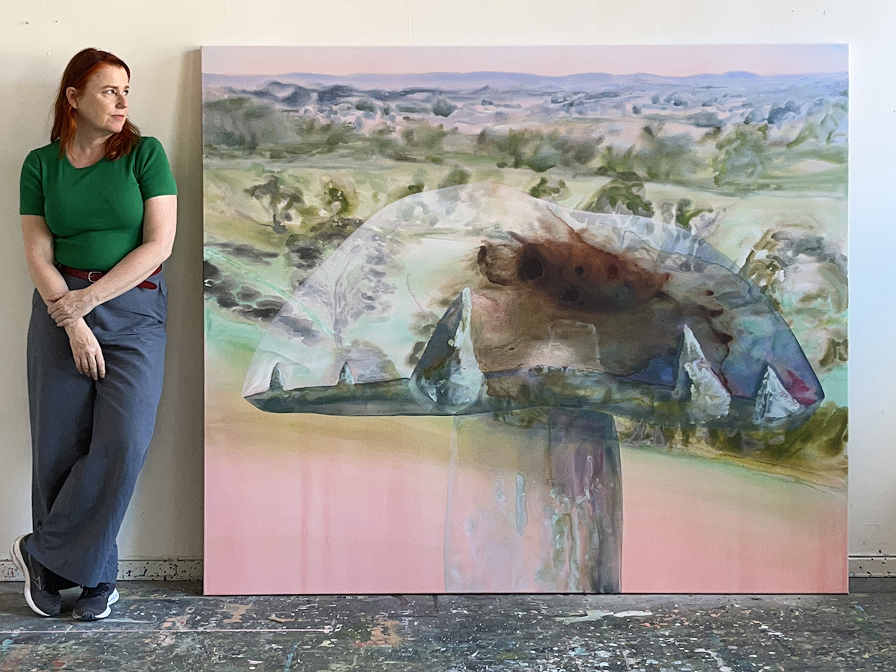 Indigo og Svanninge bakker, 170 x 200 cm, vandbaseret medier på lærred